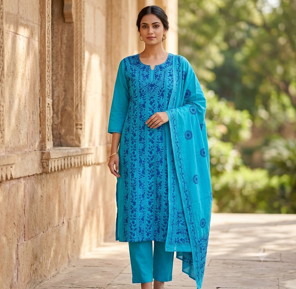 Chikonwala's Exclusive Hand Embroidered Fulkari Dress