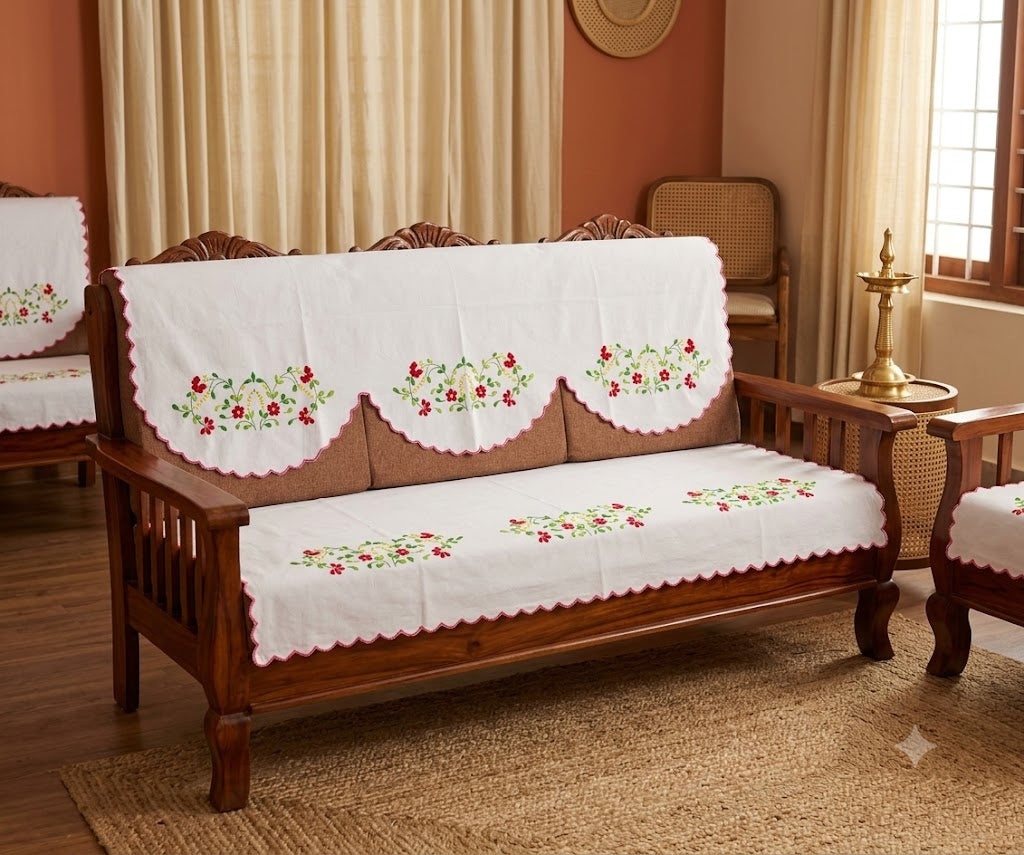 Hand Embroidered Sofa Cover (3+1+1 Seater)