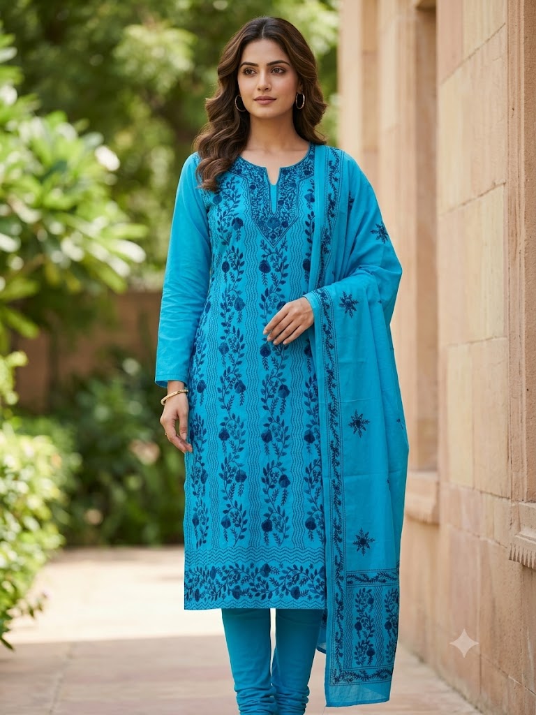 Chikonwala's Exclusive Hand Embroidered Fulkari Dress