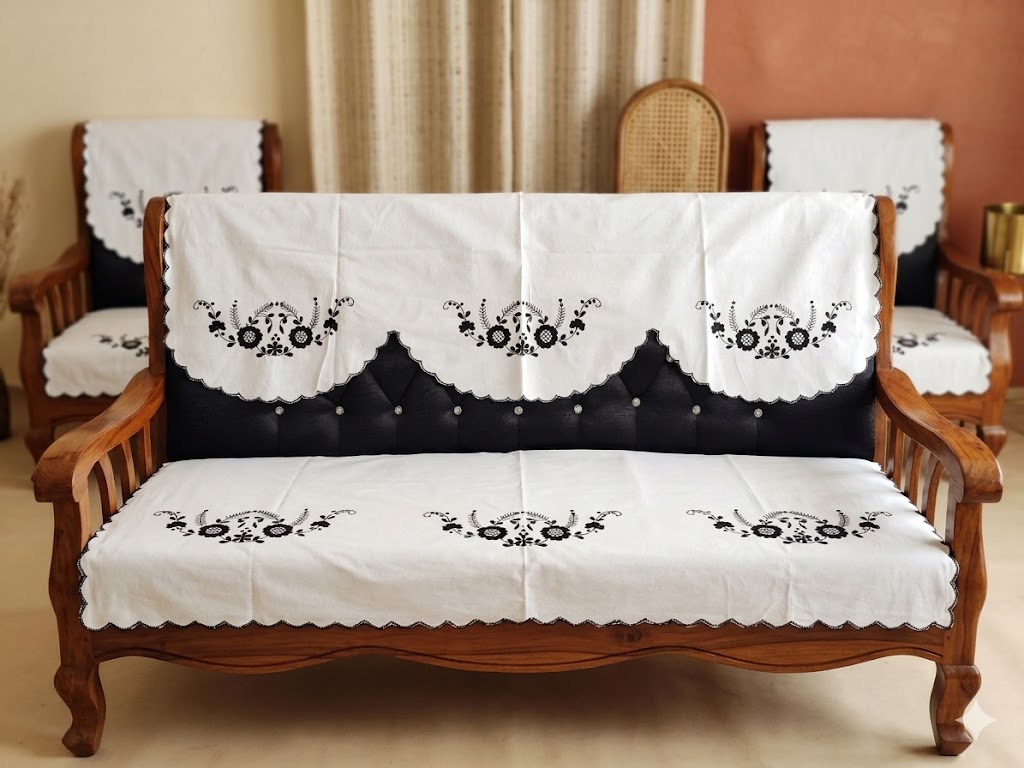 Hand Embroidered Sofa Cover (3+1+1 Seater)