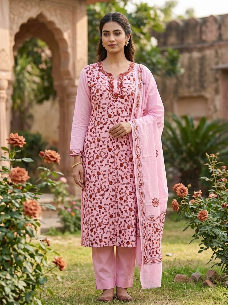 Chikonwala's Exclusive Hand Embroidered Fulkari Dress