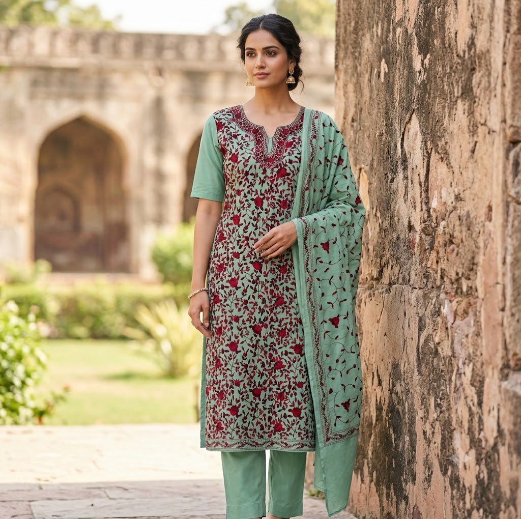 Chikonwala's Exclusive Hand Embroidered Fulkari Dress