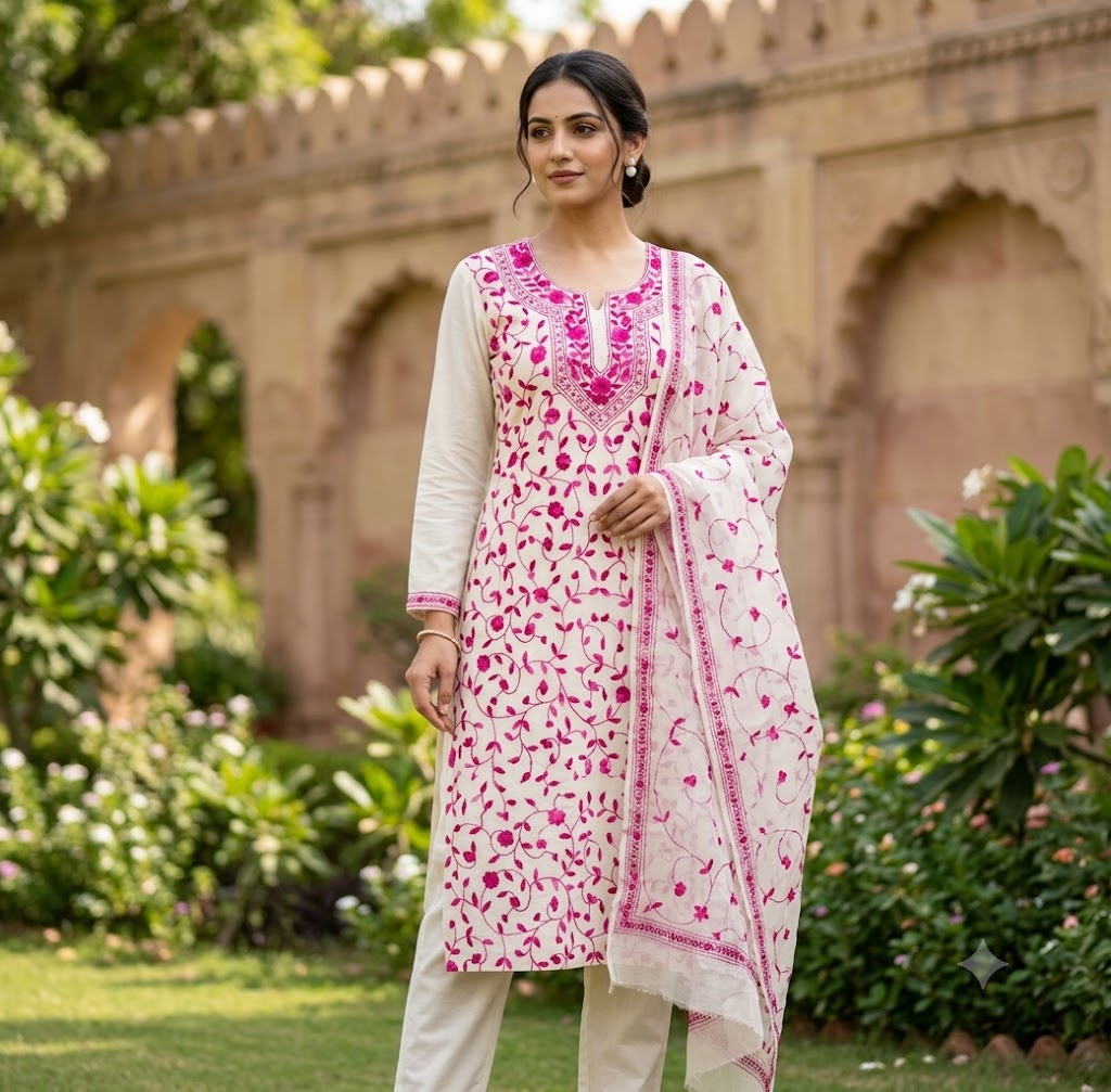 Chikonwala's Exclusive Hand Embroidered Fulkari Dress