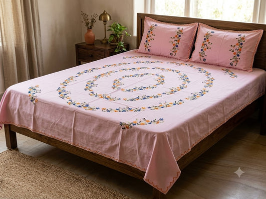 Title Chikonwala's Hand Embroidered Floral Design Bedsheet