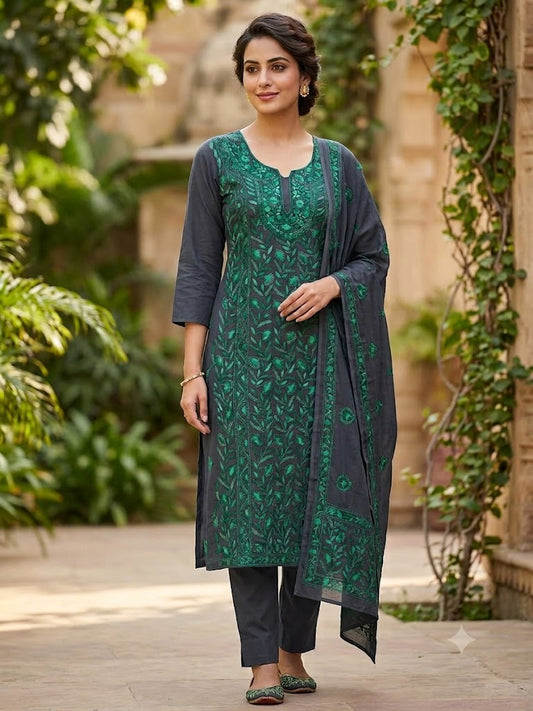 Chikonwala's Exclusive Hand Embroidered Fulkari Dress