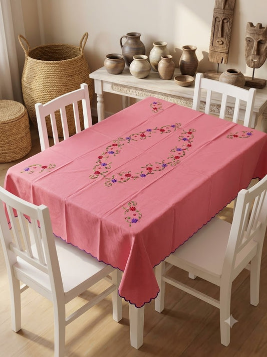 Hand Embroidered Four Seater Floral Table Cover