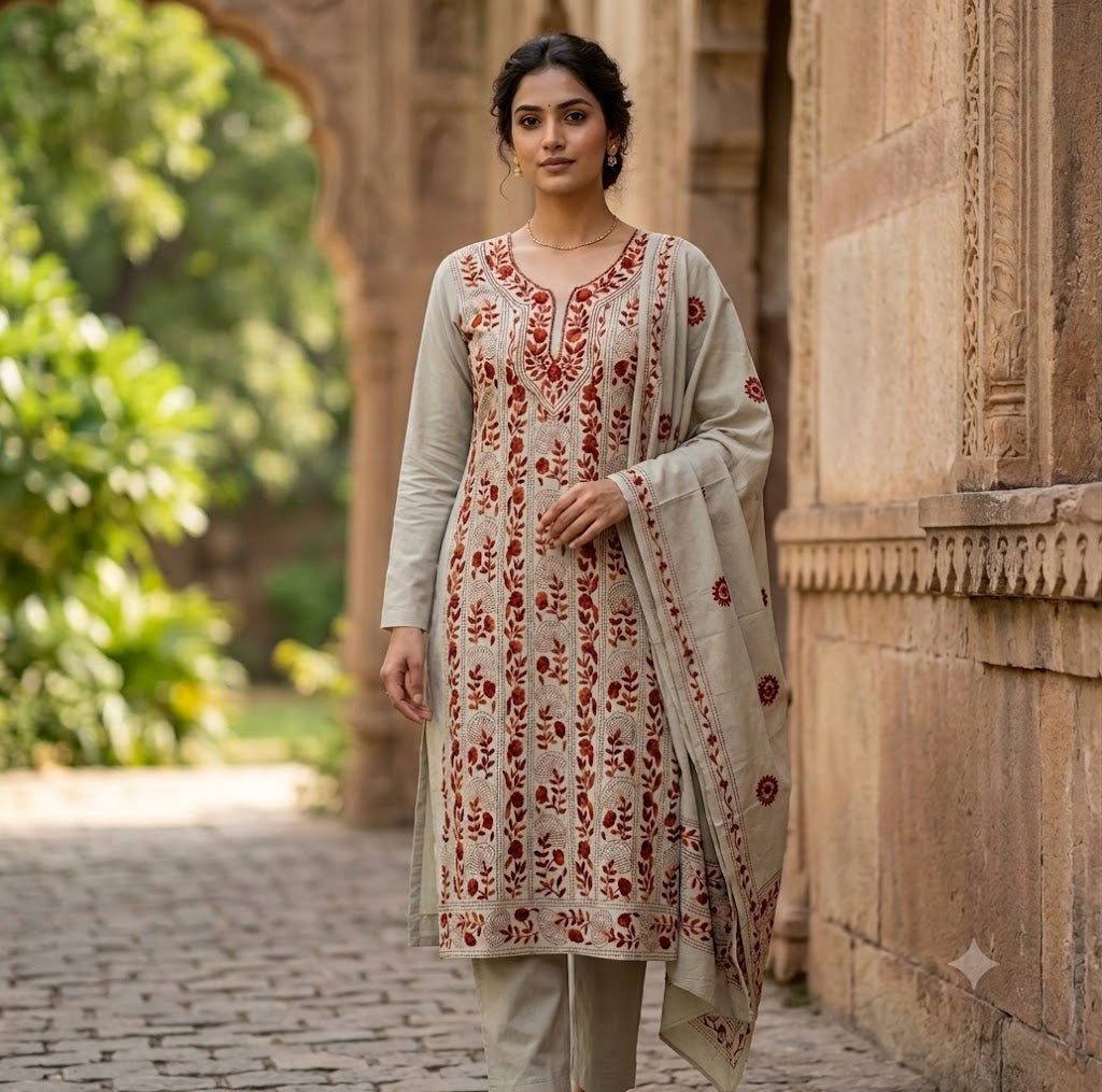 Chikonwala's Exclusive Hand Embroidered Fulkari Dress