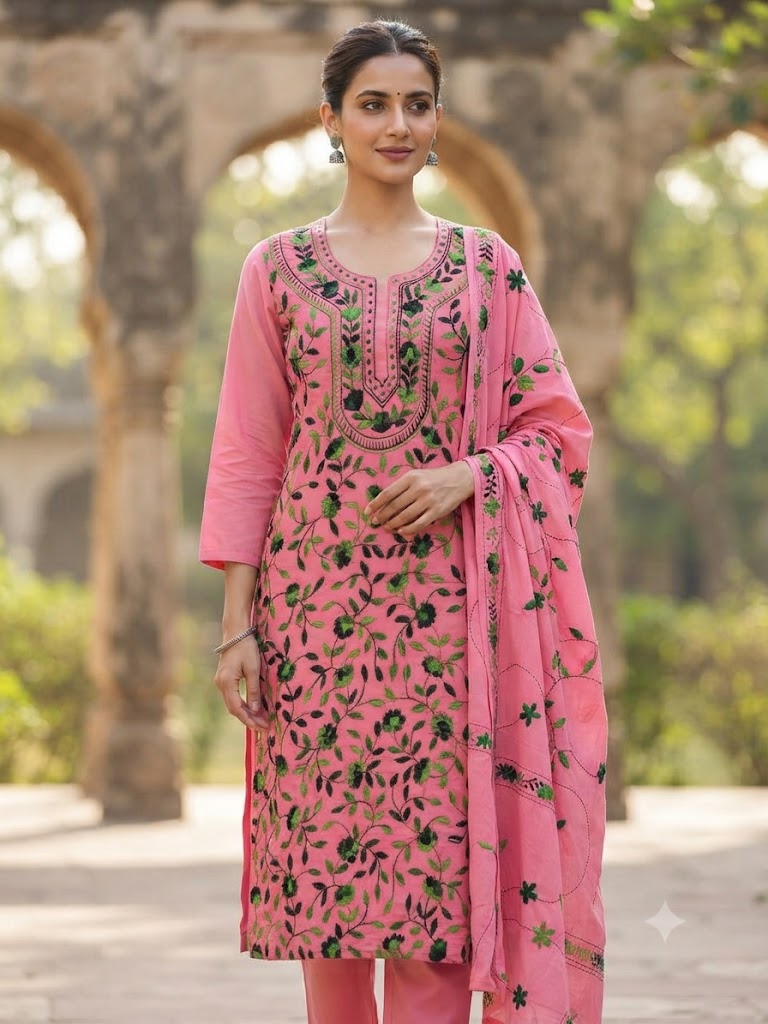 Chikonwala's Exclusive Hand Embroidered Fulkari Dress