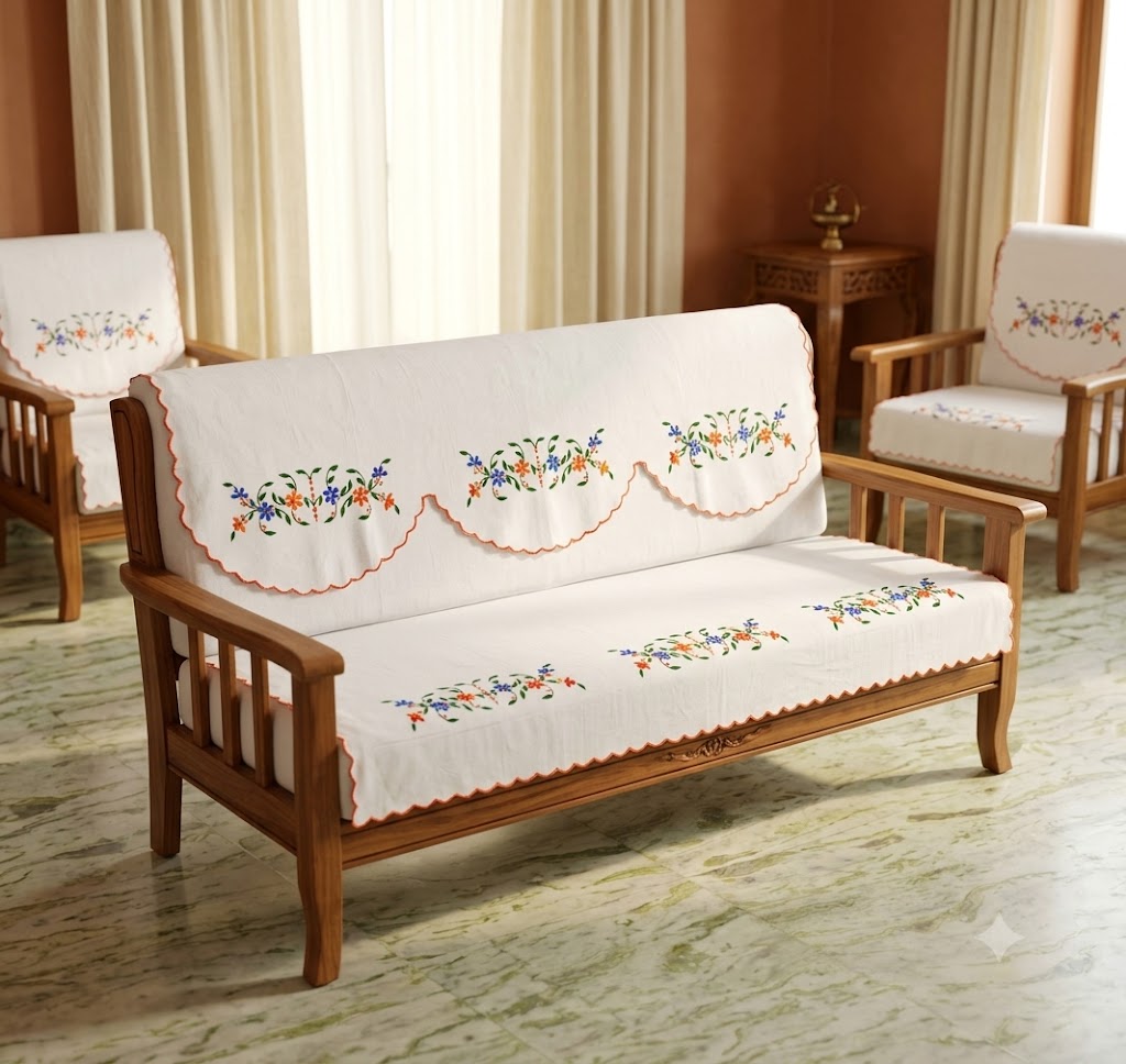 Hand Embroidered Sofa Cover (3+1+1 Seater)
