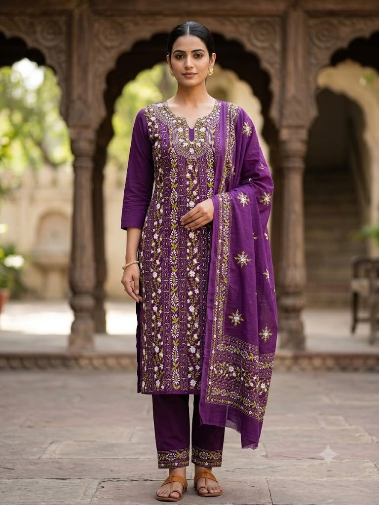 Chikonwala's Exclusive Hand Embroidered Fulkari Dress