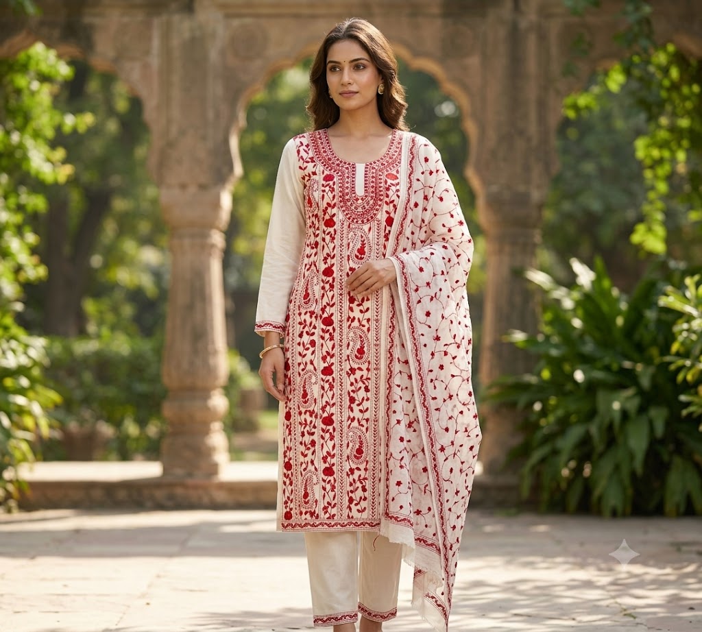 Chikonwala's Exclusive Hand Embroidered Fulkari Dress