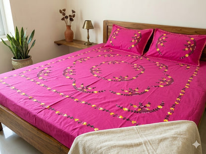 Chikonwala's Hand Embroidered Floral Design Bedsheet