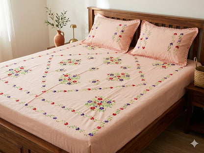 Chikonwala's Hand Embroidered Floral Design Bedsheet