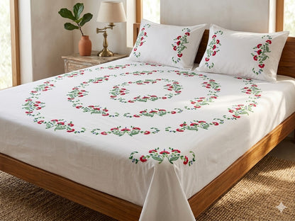Chikonwala's Hand Embroidered Floral Design Bedsheet