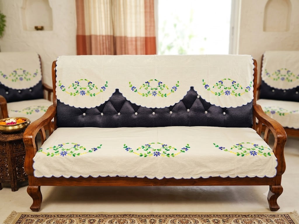 Hand Embroidered Sofa Cover (3+1+1 Seater)