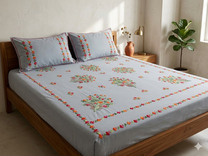 Chikonwala's Hand Embroidered Floral Design Bedsheet
