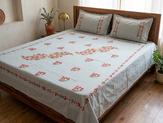 Chikonwala's Hand Embroidered Pure Cotton Bedsheet