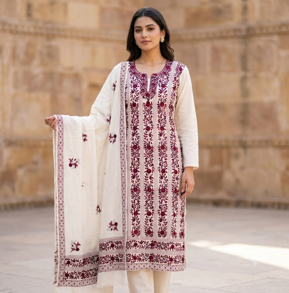 Chikonwala's Exclusive Hand Embroidered Fulkari Dress
