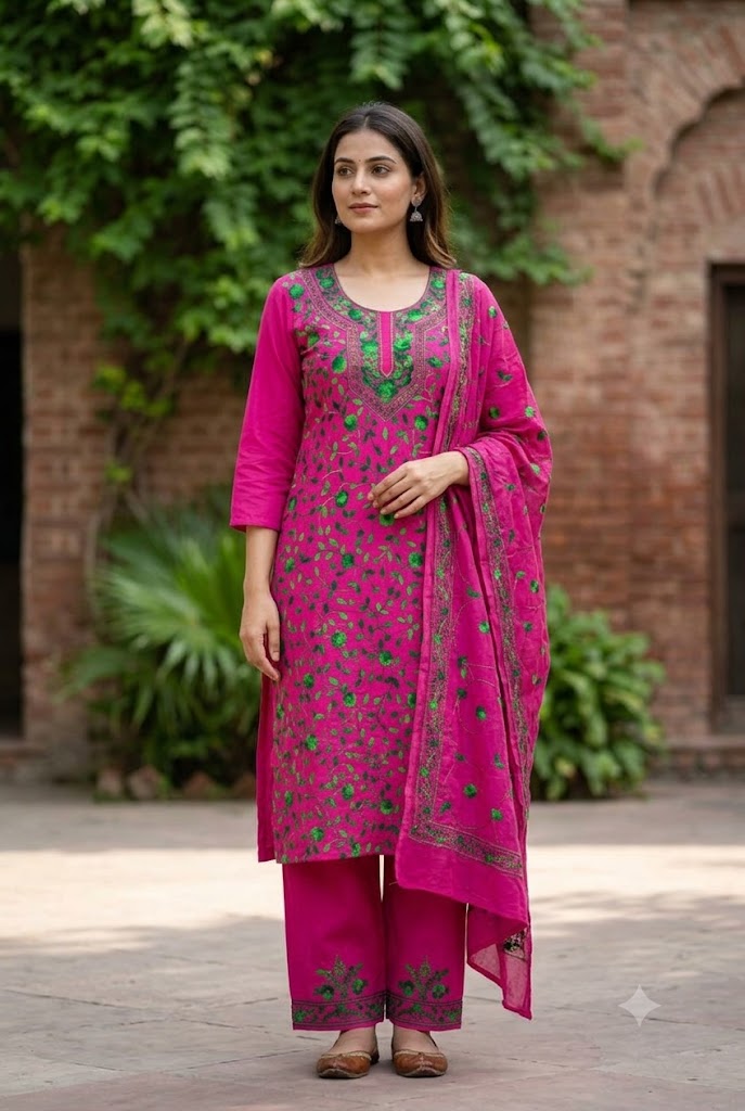 Chikonwala's Exclusive Hand Embroidered Fulkari Dress