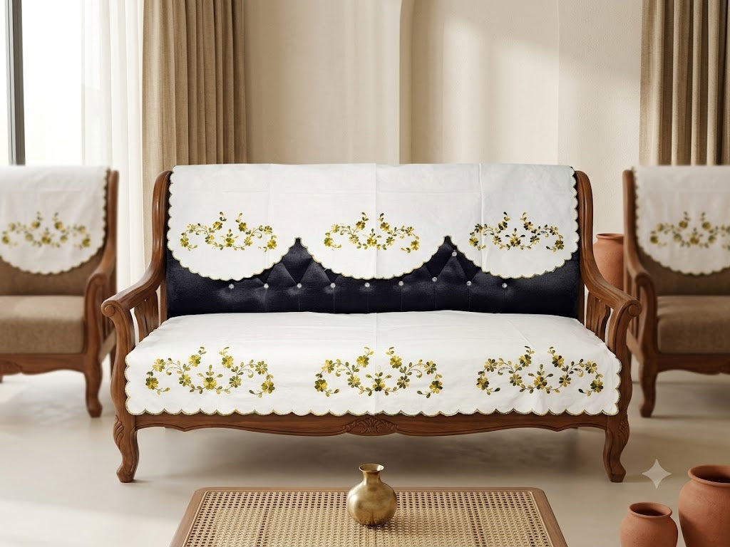 Hand Embroidered Sofa Cover (3+1+1 Seater)