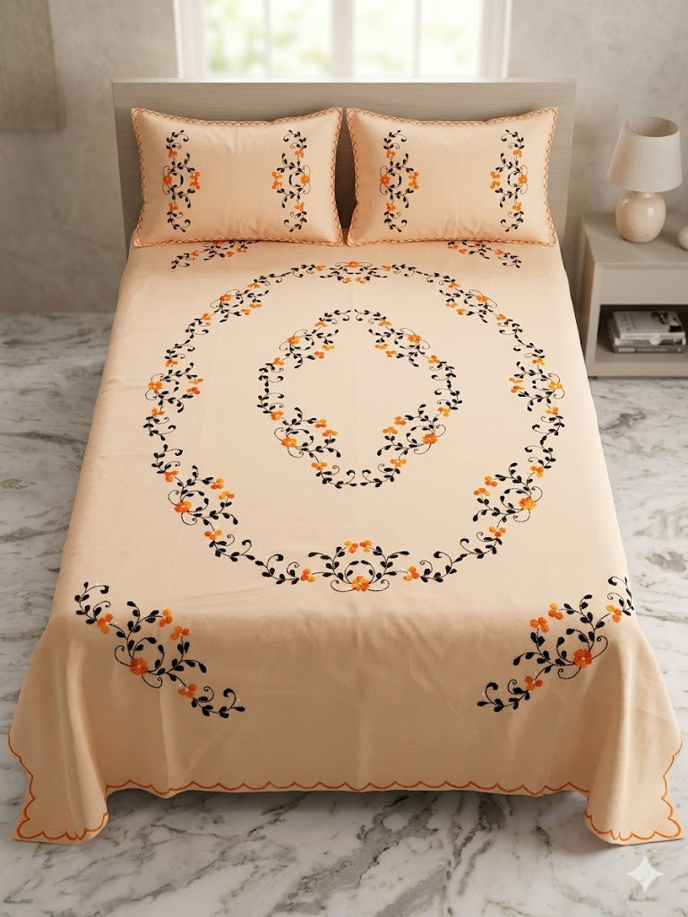 Chikonwala's Hand Embroidered Floral Design Bedsheet