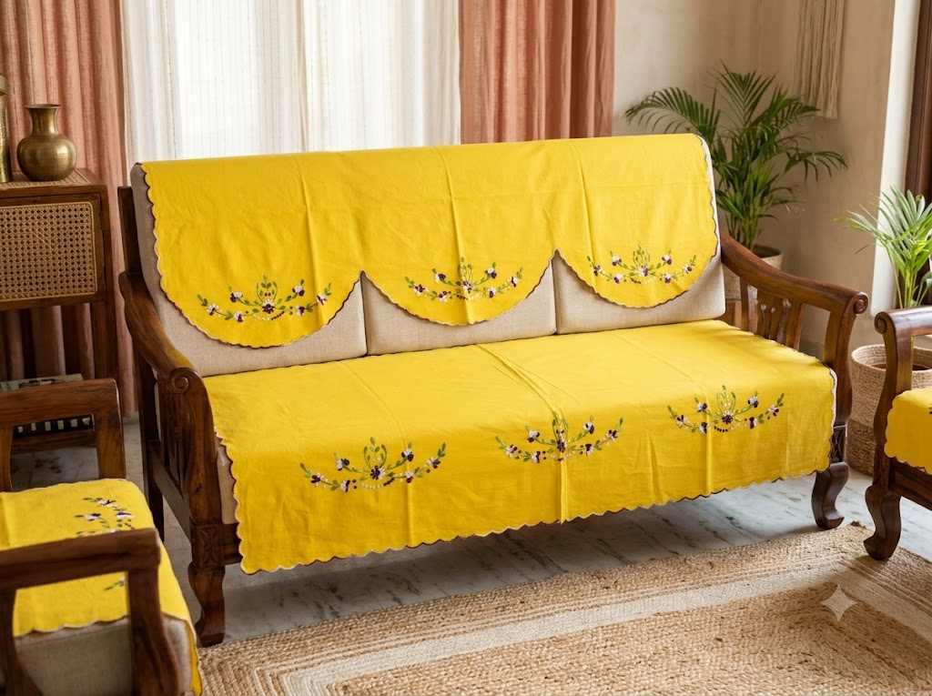 Hand Embroidered Sofa Cover (3+1+1 Seater)