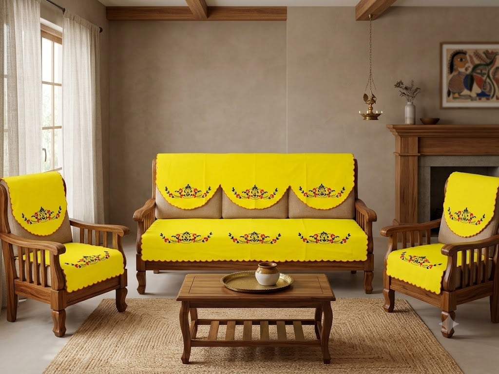 Hand Embroidered Sofa Cover (3+1+1 Seater)