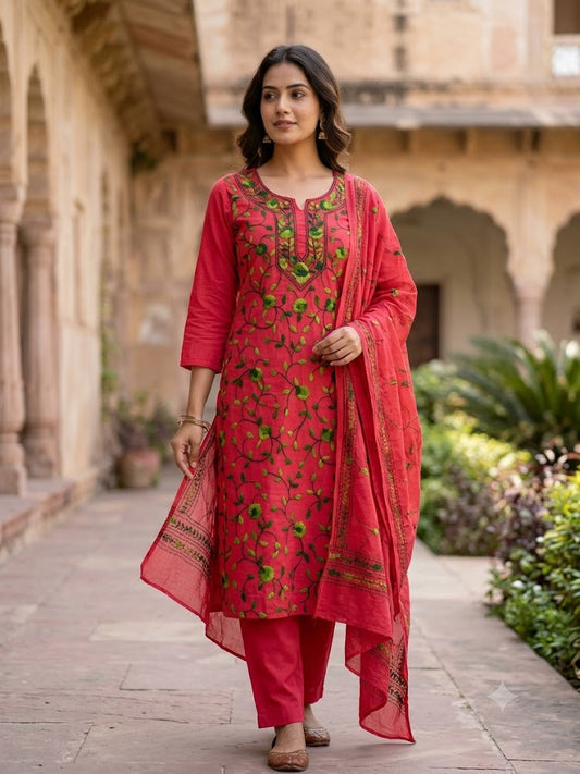 Chikonwala's Exclusive Hand Embroidered Fulkari Dress