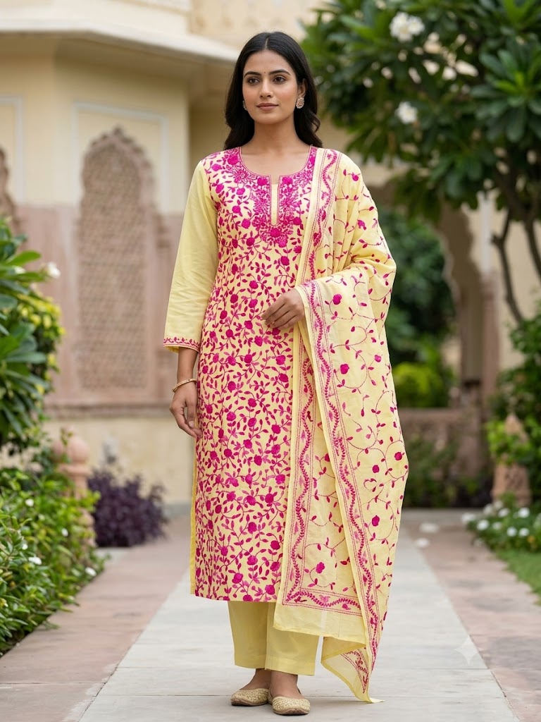 Chikonwala's Exclusive Hand Embroidered Fulkari Dress