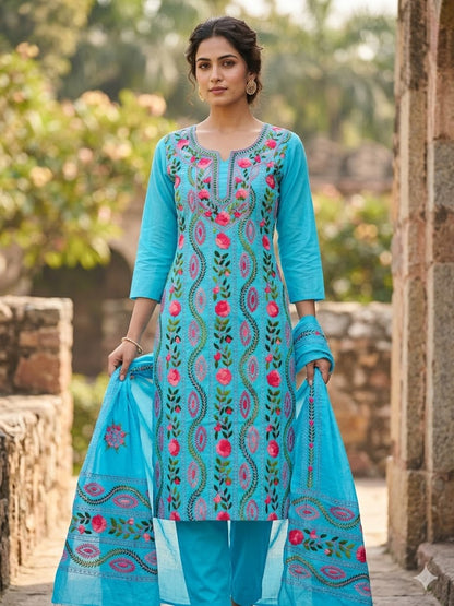 Chikonwala's Exclusive Hand Embroidered Fulkari Dress