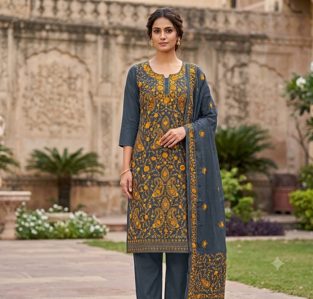 Chikonwala's Exclusive Hand Embroidered Fulkari Dress