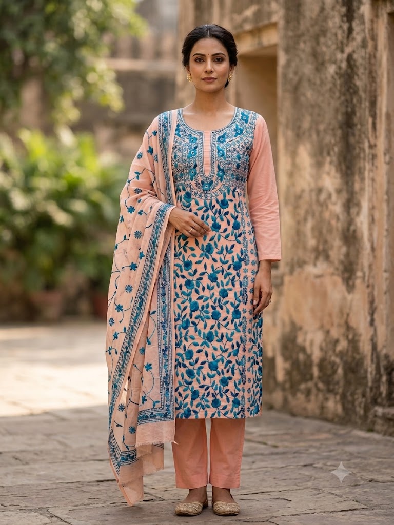 Chikonwala's Exclusive Hand Embroidered Fulkari Dress