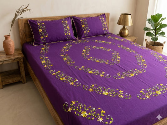 Chikonwala's Hand Embroidered Floral Design Bedsheet
