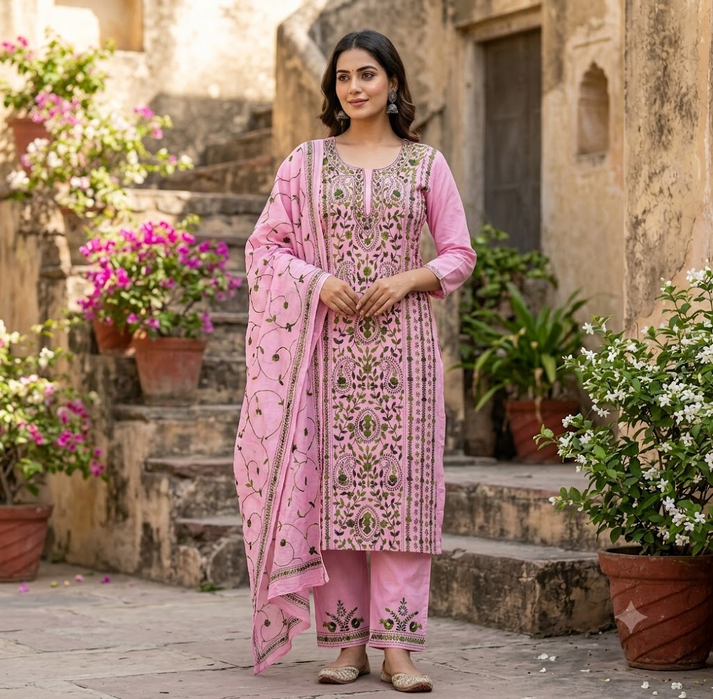 Chikonwala's Exclusive Hand Embroidered Fulkari Dress