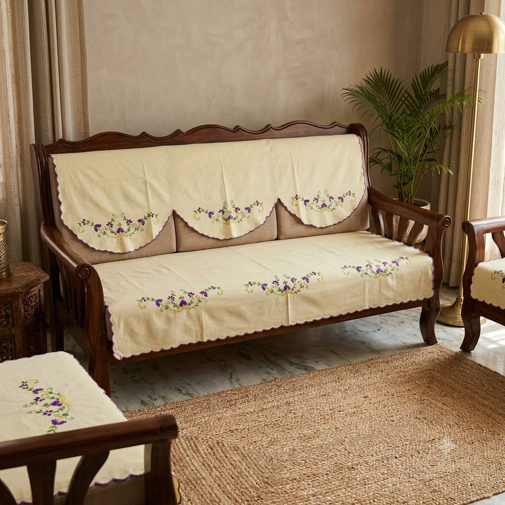 Hand Embroidered Sofa Cover (3+1+1 Seater)