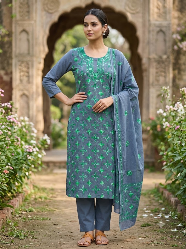 Chikonwala's Exclusive Hand Embroidered Fulkari Dress
