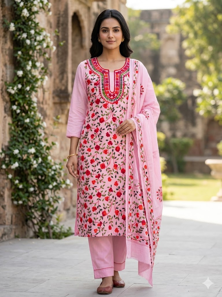Chikonwala's Exclusive Hand Embroidered Fulkari Dress