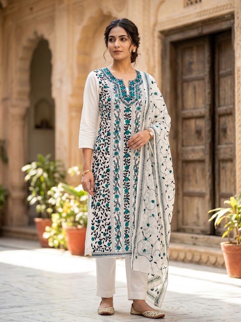 Chikonwala's Exclusive Hand Embroidered Fulkari Dress