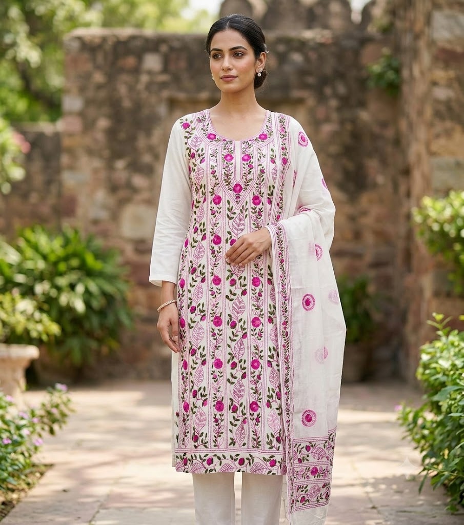 Chikonwala's Exclusive Hand Embroidered Fulkari Dress
