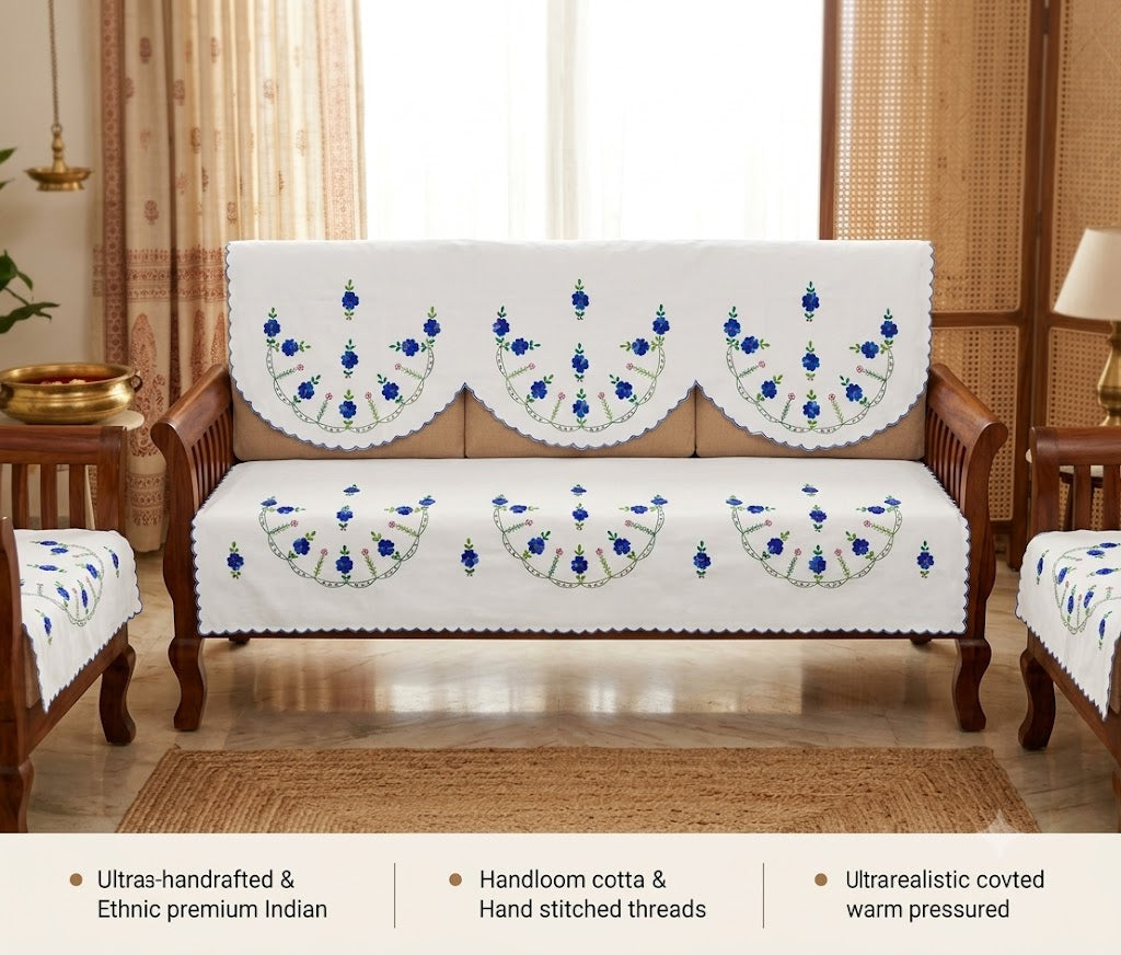 Hand Embroidered Sofa Cover (3+1+1 Seater)