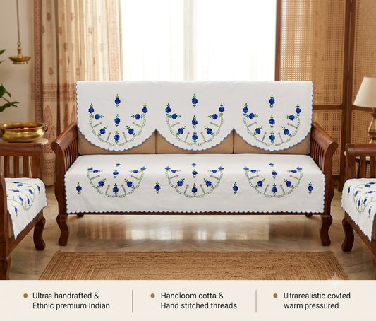 Hand Embroidered Sofa Cover (3+1+1 Seater)