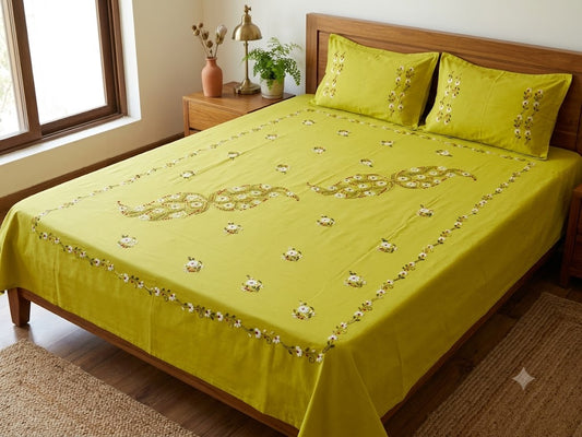 Chikonwala's Hand Embroidered Floral Design Bedsheet