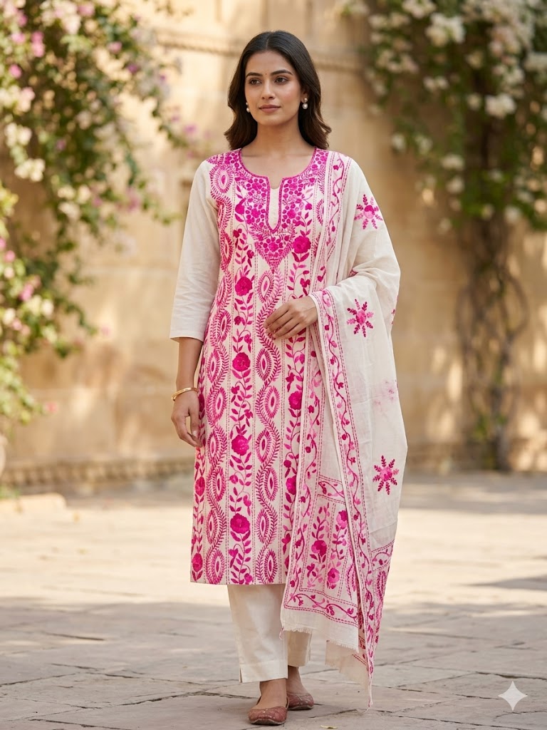 Chikonwala's Exclusive Hand Embroidered Fulkari Dress