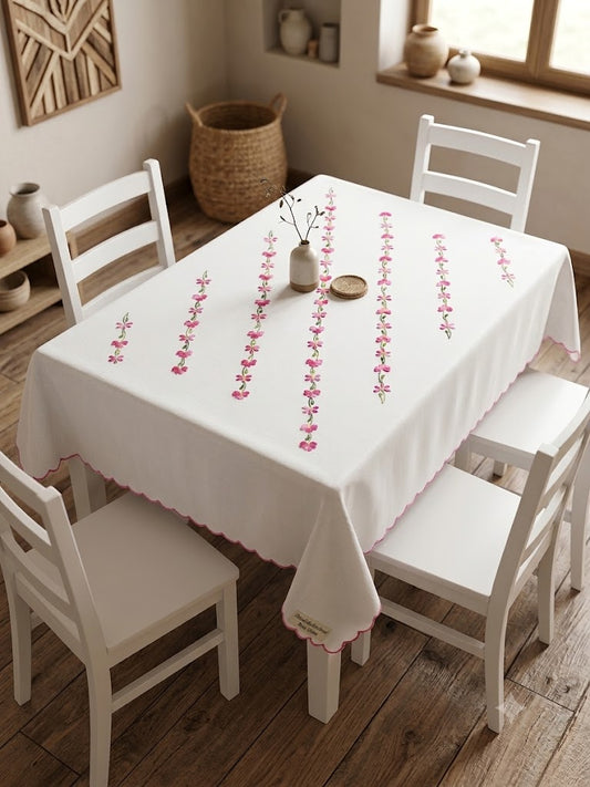 Hand Embroidered Four Seater Floral Table Cover