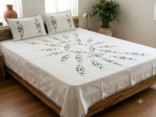 Chikonwala's Hand Embroidered Floral Design Bedsheet