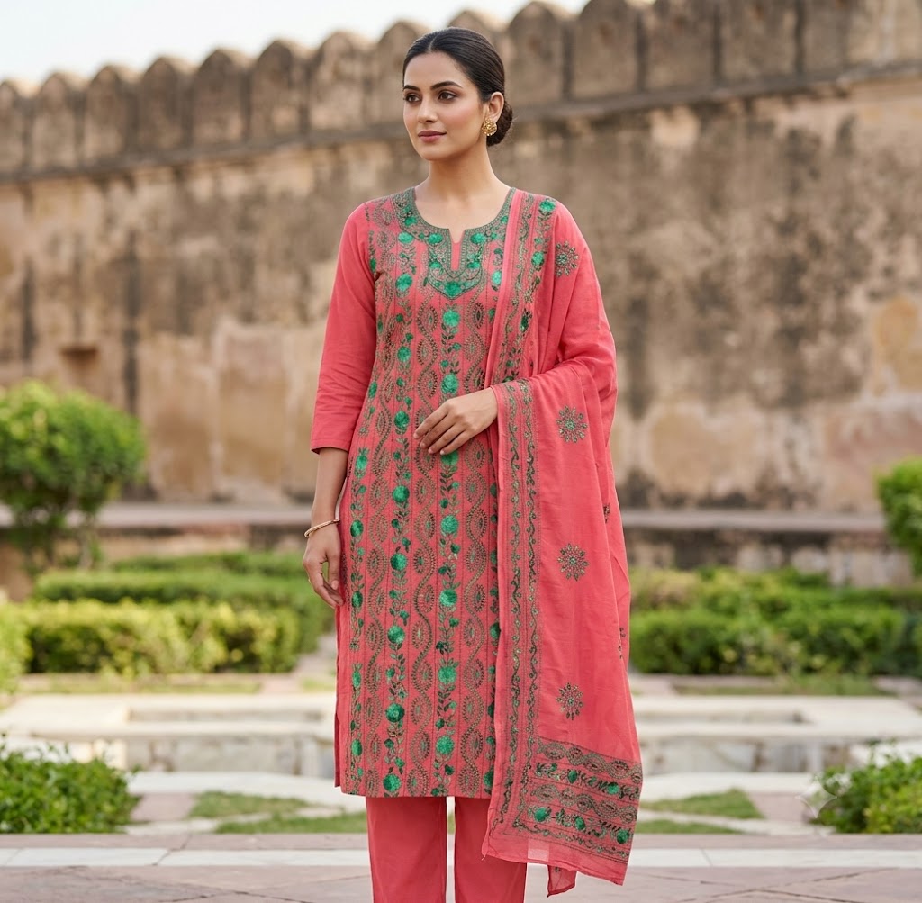 Chikonwala's Exclusive Hand Embroidered Fulkari Dress