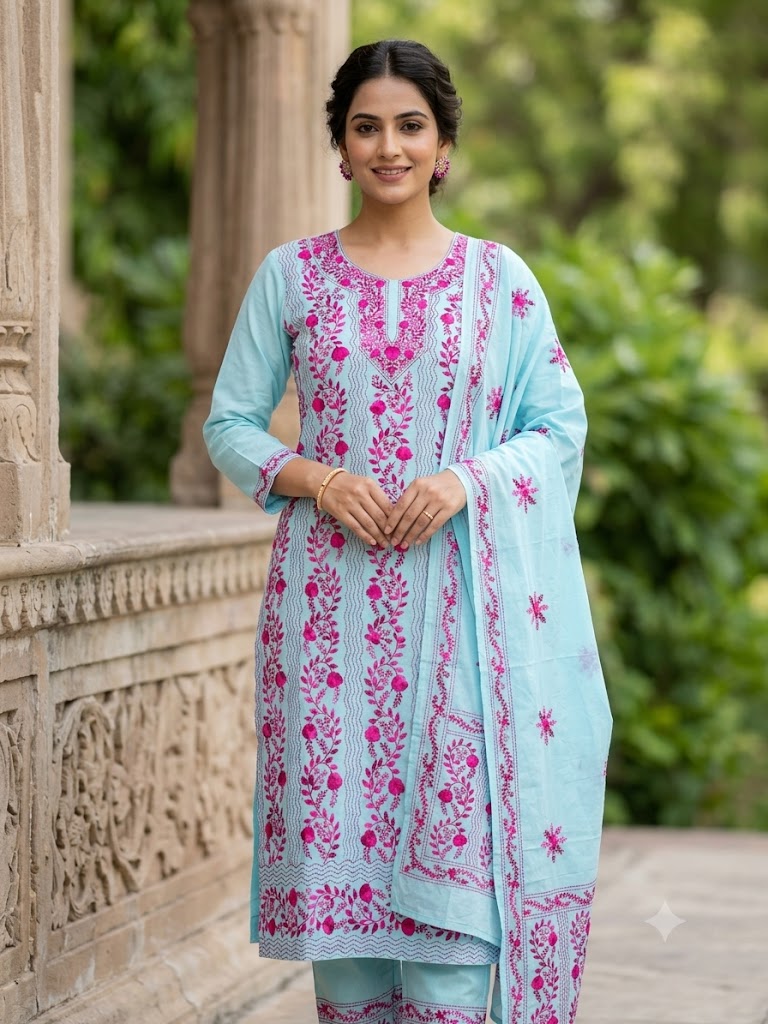 Chikonwala's Exclusive Hand Embroidered Fulkari Dress