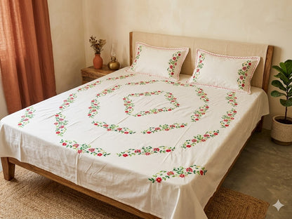 Chikonwala's Hand Embroidered Floral Design Bedsheet