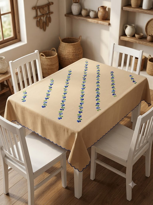Hand Embroidered Four Seater Floral Table Cover
