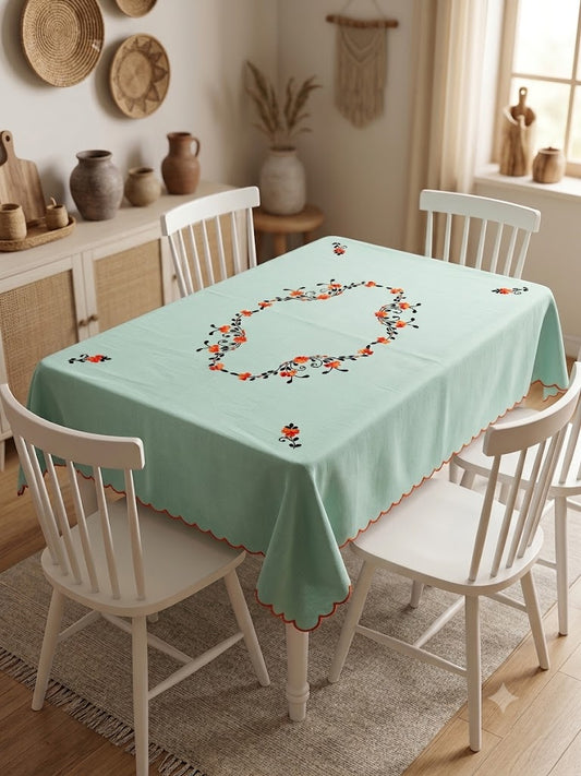 Hand Embroidered Four Seater Floral Table Cover